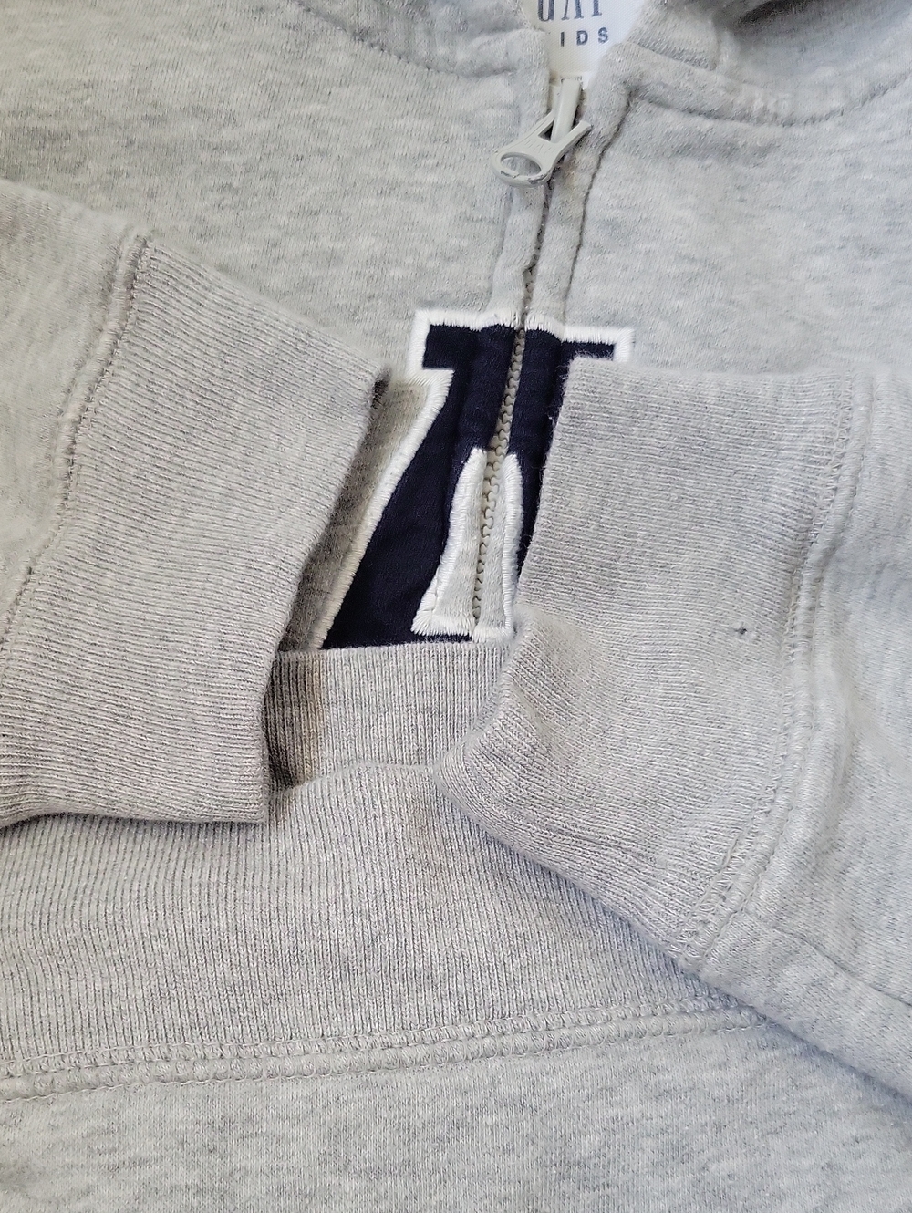 GAP Light Gray Zip Hoodie with Navy Logo - Picture 4 of 5